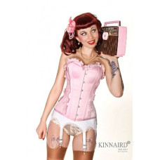 Retro Gingham Over The Bust Pink Dita Corset With Satin