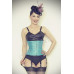 Steel Boned Turquoise Jacquard Floral Print Cincher Corset