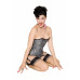 Steel Boned Silver & Black Paisley Corset