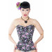 Long Overbust Floral Steel Boned Corset 