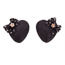 Glittery Black Nipple Pasties With Bows
